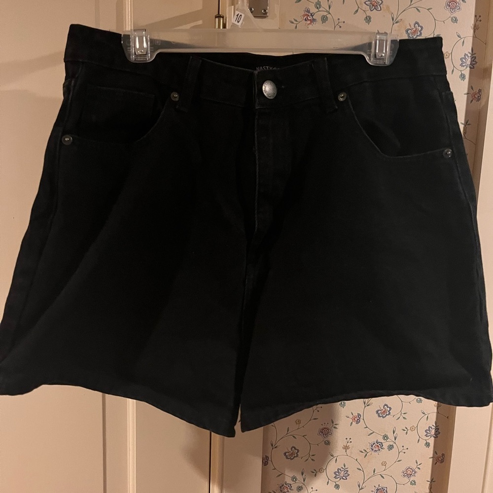 Nasty Gal Black Denim High Waisted Shorts, Size 12